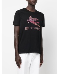 T-shirt à col rond imprimé noir Etro