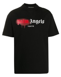 T-shirt à col rond imprimé noir Palm Angels