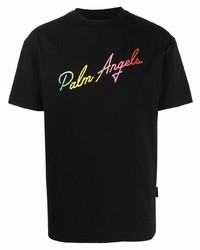 T-shirt à col rond imprimé noir Palm Angels