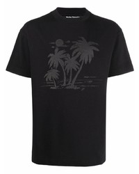 T-shirt à col rond imprimé noir Palm Angels