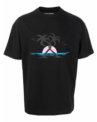 T-shirt à col rond imprimé noir Palm Angels