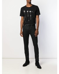 T-shirt à col rond imprimé noir Saint Laurent