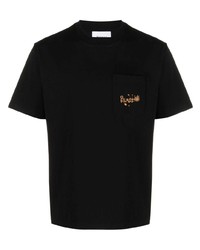 T-shirt à col rond imprimé noir Palmes