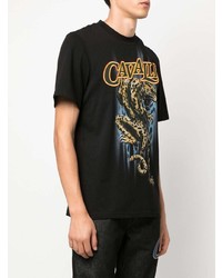 T-shirt à col rond imprimé noir Roberto Cavalli