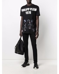 T-shirt à col rond imprimé noir Philipp Plein