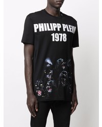 T-shirt à col rond imprimé noir Philipp Plein