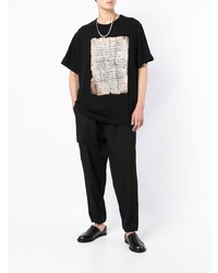 T-shirt à col rond imprimé noir Yohji Yamamoto