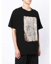 T-shirt à col rond imprimé noir Yohji Yamamoto