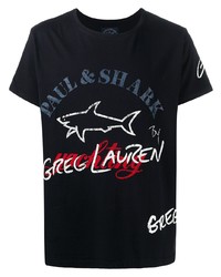 T-shirt à col rond imprimé noir Paul & Shark