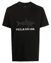 T-shirt à col rond imprimé noir Paul & Shark