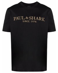 T-shirt à col rond imprimé noir Paul & Shark