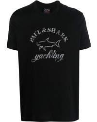 T-shirt à col rond imprimé noir Paul & Shark