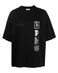 T-shirt à col rond imprimé noir Paura