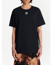 T-shirt à col rond imprimé noir Balmain