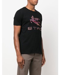 T-shirt à col rond imprimé noir Etro