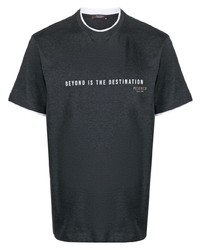 T-shirt à col rond imprimé noir Peserico