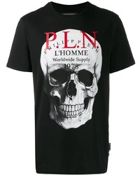 T-shirt à col rond imprimé noir Philipp Plein