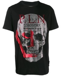 T-shirt à col rond imprimé noir Philipp Plein