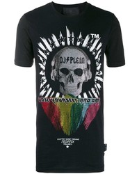 T-shirt à col rond imprimé noir Philipp Plein