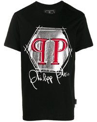 T-shirt à col rond imprimé noir Philipp Plein