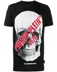 T-shirt à col rond imprimé noir Philipp Plein