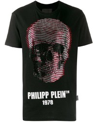 T-shirt à col rond imprimé noir Philipp Plein