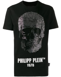 T-shirt à col rond imprimé noir Philipp Plein