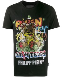 T-shirt à col rond imprimé noir Philipp Plein