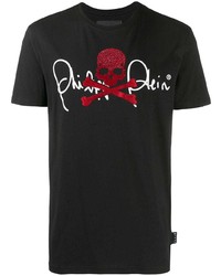 T-shirt à col rond imprimé noir Philipp Plein