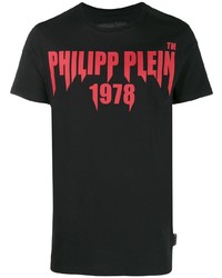 T-shirt à col rond imprimé noir Philipp Plein