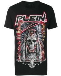 T-shirt à col rond imprimé noir Philipp Plein