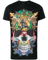 T-shirt à col rond imprimé noir Philipp Plein