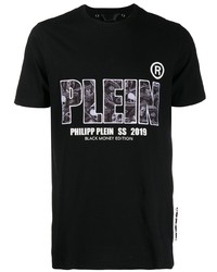 T-shirt à col rond imprimé noir Philipp Plein