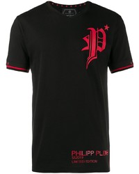 T-shirt à col rond imprimé noir Philipp Plein