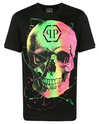 T-shirt à col rond imprimé noir Philipp Plein