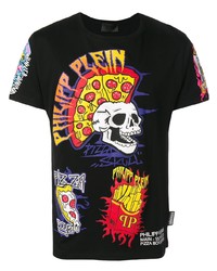 T-shirt à col rond imprimé noir Philipp Plein