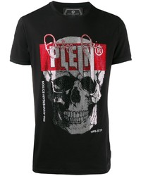 T-shirt à col rond imprimé noir Philipp Plein