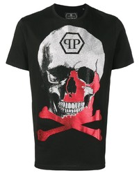 T-shirt à col rond imprimé noir Philipp Plein