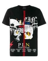 T-shirt à col rond imprimé noir Philipp Plein