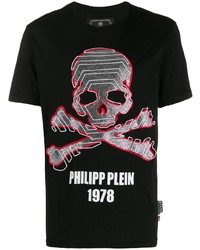 T-shirt à col rond imprimé noir Philipp Plein