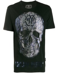 T-shirt à col rond imprimé noir Philipp Plein