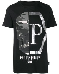 T-shirt à col rond imprimé noir Philipp Plein