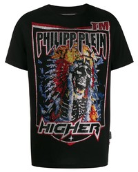 T-shirt à col rond imprimé noir Philipp Plein