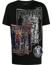 T-shirt à col rond imprimé noir Philipp Plein