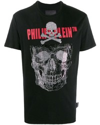 T-shirt à col rond imprimé noir Philipp Plein