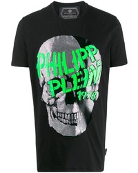 T-shirt à col rond imprimé noir Philipp Plein