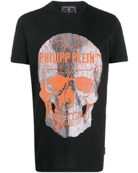 T-shirt à col rond imprimé noir Philipp Plein