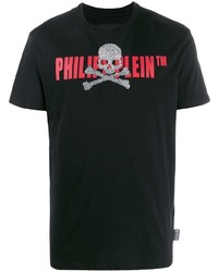 T-shirt à col rond imprimé noir Philipp Plein