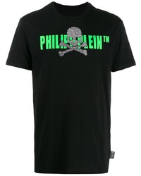 T-shirt à col rond imprimé noir Philipp Plein