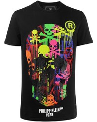 T-shirt à col rond imprimé noir Philipp Plein